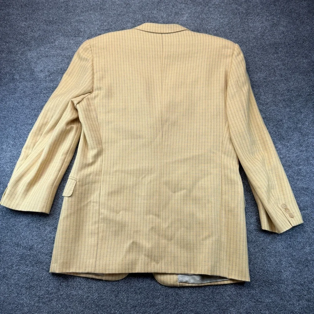 Ermenegildo Zegna Cashmere Blazer Jacket Mens 52 IT 42 US Yellow Pinstripe Vtg